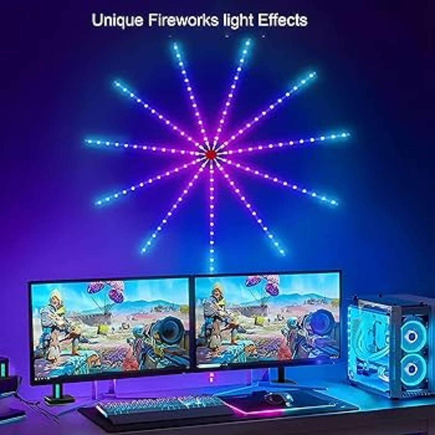 Smart Fireworks Led Light Music Sync with Launch Effect Remote & APP Control Light Strip