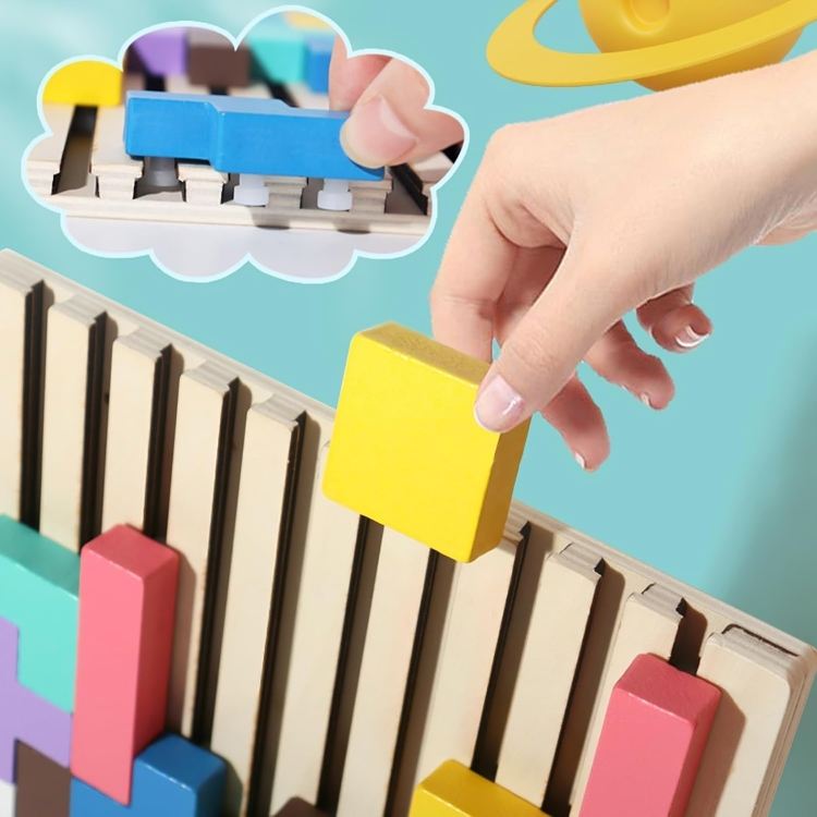 Tetris Wooden Puzzle – Montessori Educational Toy for Kids