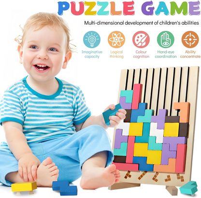 Tetris Wooden Puzzle – Montessori Educational Toy for Kids