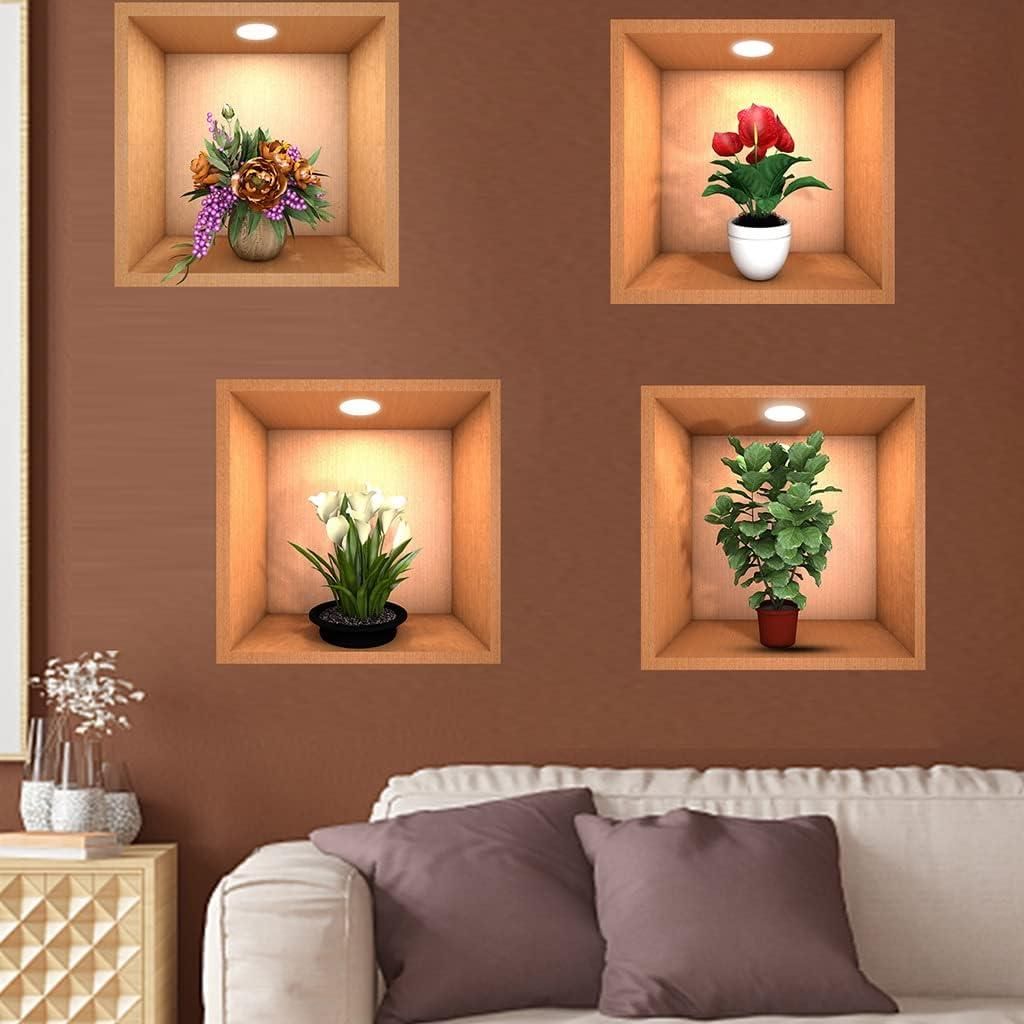 3D Vase Wall Sticker (Pack of 8)
