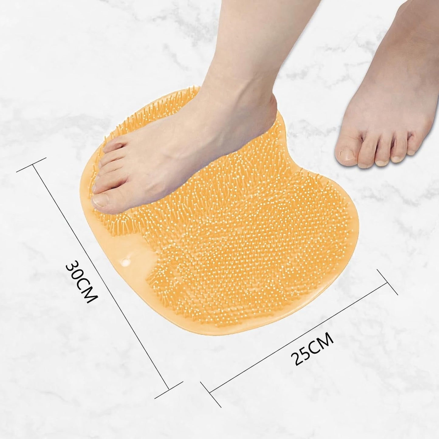 Silicone Shower Foot Scrubber Mat with Wall-Mounted Suction Cups.
