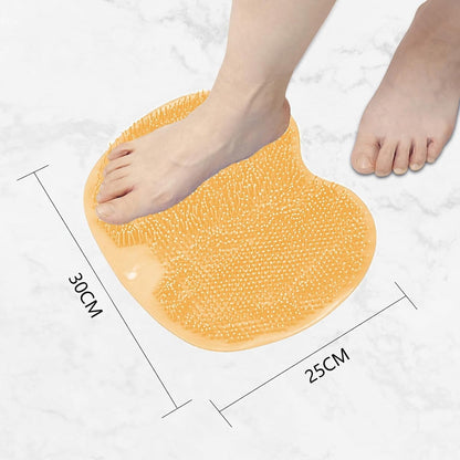 Silicone Shower Foot Scrubber Mat with Wall-Mounted Suction Cups.